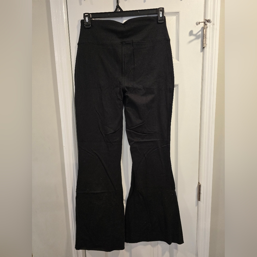 Women's Black Flared Leggings - Picture 2 of 2